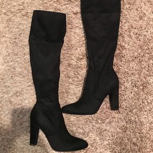 Black right below knee boots